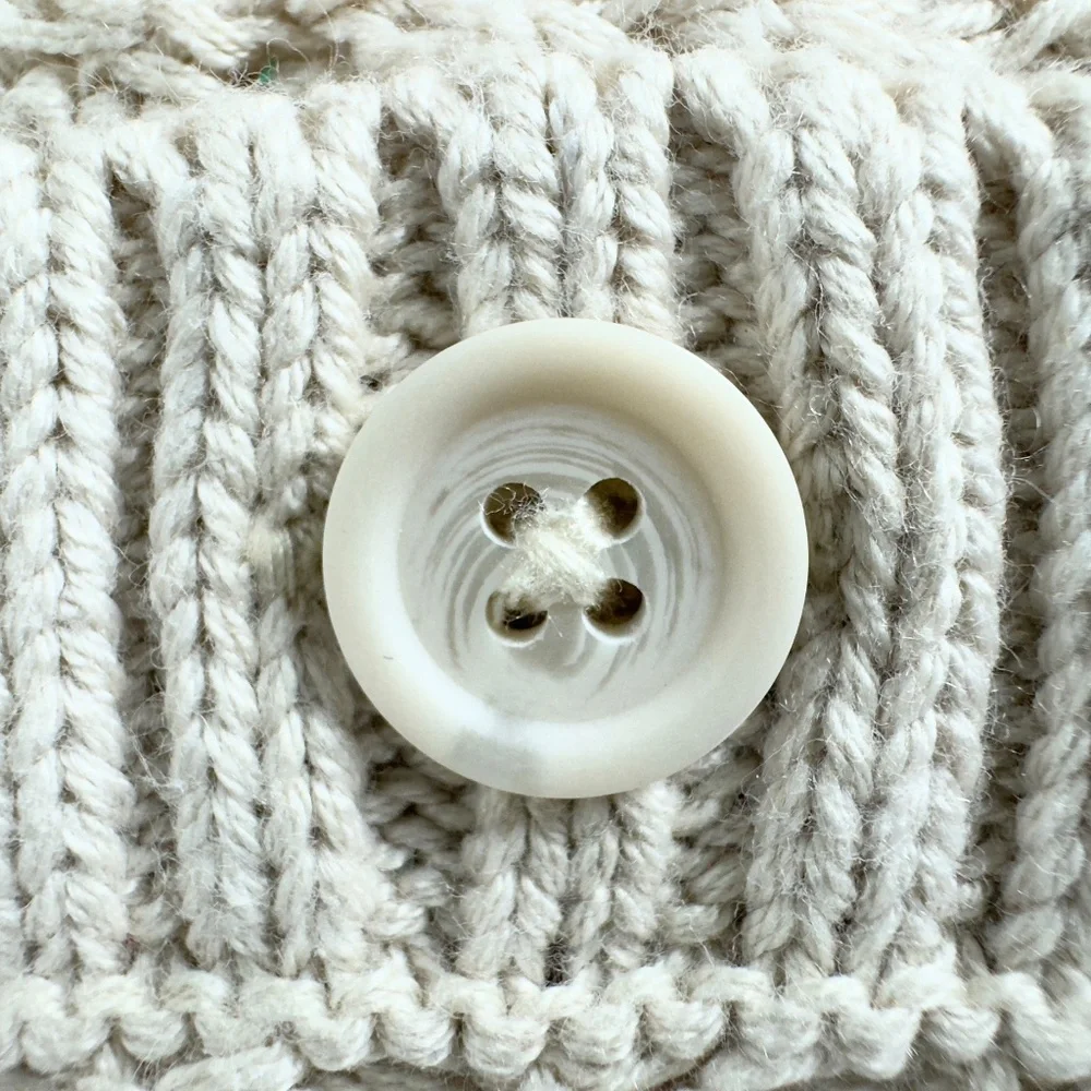 H&M Beige Open-Knit Button-Down Cardigan with Ribbed Collar - Picture 7 of 10